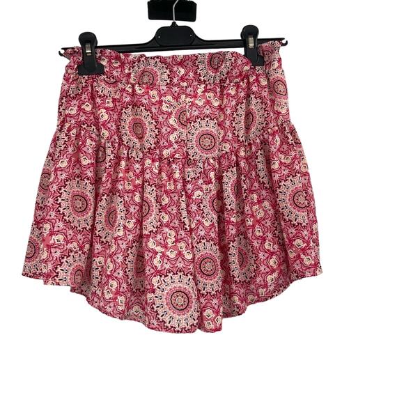 Impressions Boho Print Pink Flouncy Elastic High Waisted Skort Women Small NEW - Picture 2 of 8